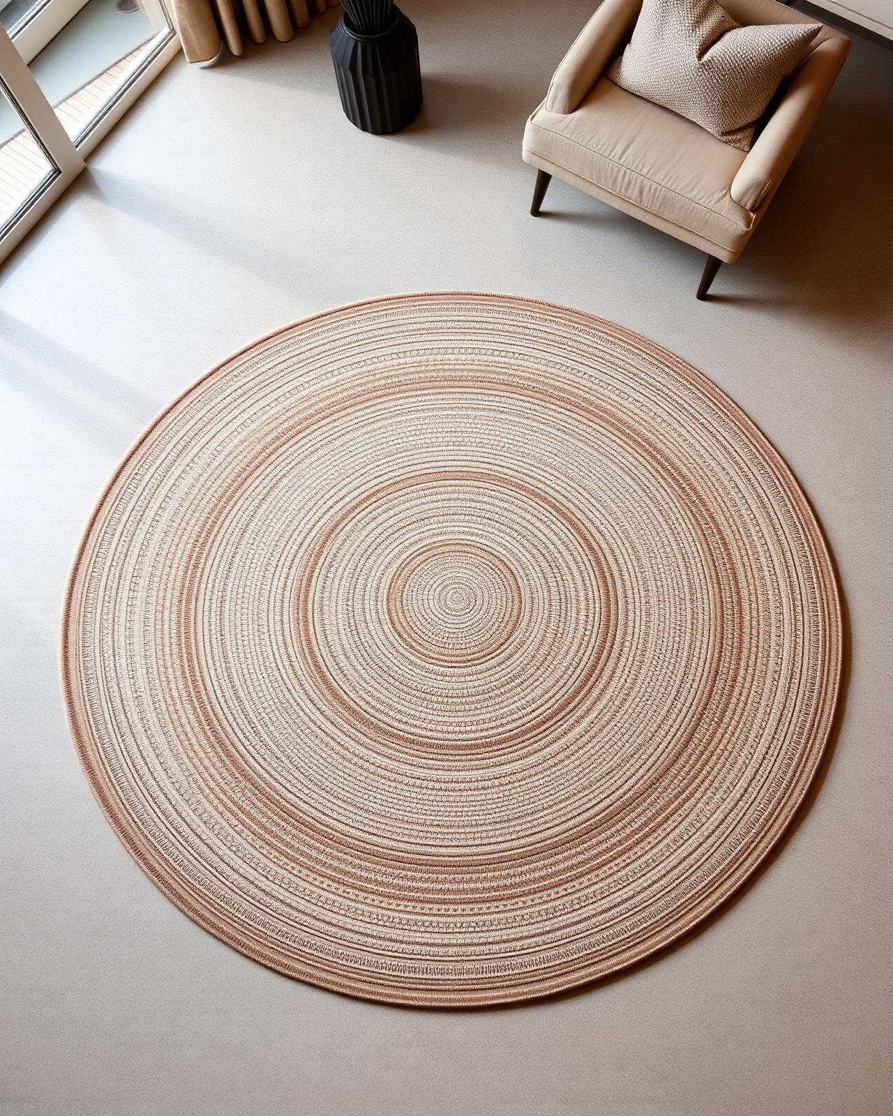 Circular bamboo silk rug
